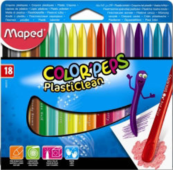 Picture of CRAYON PLASTICLEAN MAPED COLOR'PEPS 18'S