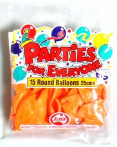 Picture of BALLOONS ALPEN 25CM ORANGE 15'S