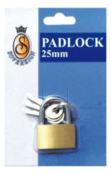 Picture of PADLOCKS BRASS SOVEREIGN 25MM B/CRD